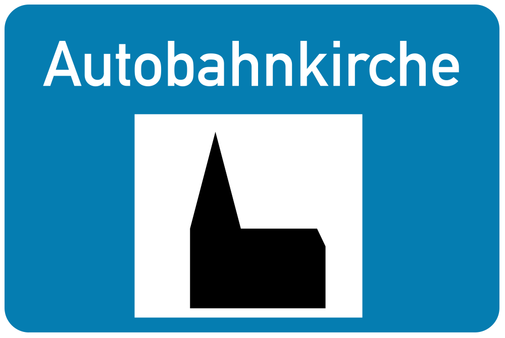 Schild „Autobahnkirche“, KIP